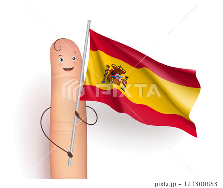 Spain flag at finger man Spain flag at finger man 121300883