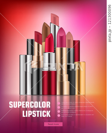 Lipstick collection on vivid background 121300896