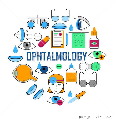 Ophthalmology concept with thin line icons 121300902