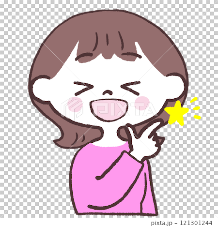 イイネと喜ぶ女性のイラスト イイネと喜ぶ女性のイラスト 121301244