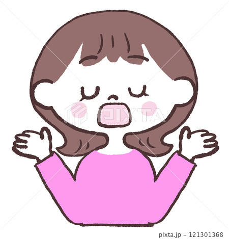 お手上げの女性のイラスト お手上げの女性のイラスト 121301368