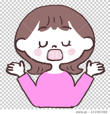 お手上げの女性のイラスト お手上げの女性のイラスト 121301368