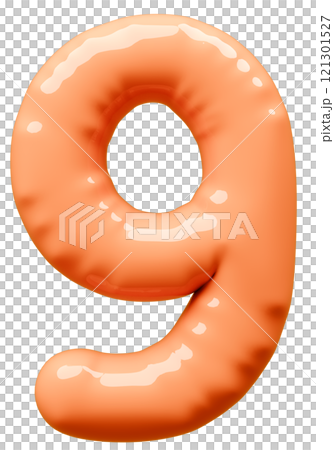 3D画像_風船_9_オレンジ 3D画像_風船_9_オレンジ 121301527