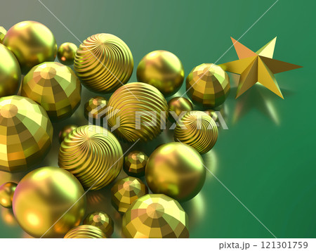 クリスマスツリーを模ったオーナメントの3Dイラスト 121301759