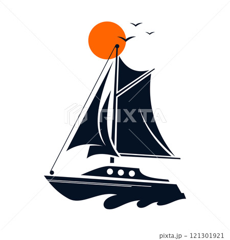 Sailing boat yacht logo for boating business or boating club 121301921
