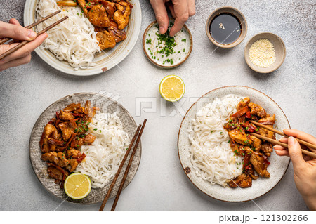 chicken in Teriyaki sauce 121302266