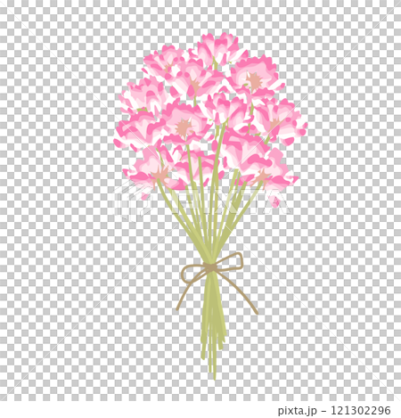 A bouquet of loosely tied lavender flowers - a soft-colored illustration A bouquet of loosely tied lavender flowers - a soft-colored illustration 121302296