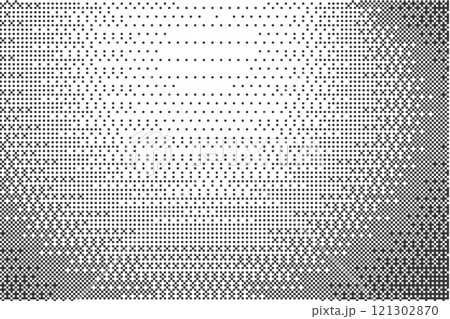 Bitmap pattern background with pixel. Gradient dotted halftone video dither effect. Grunge vintage wallpaper. Vector retro game glitch abstract noise. 121302870