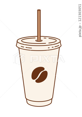 Paper coffee cup with straw Paper coffee cup with straw 121303051