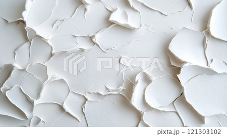 Peeling white paint texture creates abstract and artistic background 121303102