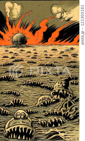 Nuclear War Horror Concept. The end of the world. Apocalypse. 121303181