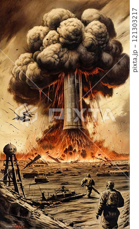 Nuclear War Horror Concept. The end of the world. Apocalypse. 121303217