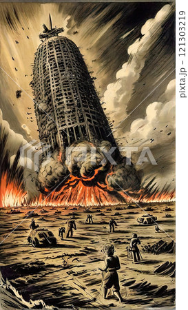 Nuclear War Horror Concept. The end of the world. Apocalypse. 121303219