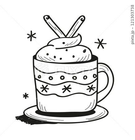 Christmas hot drinks set. Collection of winter alcoholic beverages including mulled wine 121303738