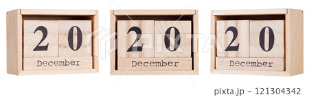 Wooden calendar, a set of dates of the month 20 December, on a white and transparent background Wooden calendar, a set of dates of the month 20 December, on a white and transparent background 121304342
