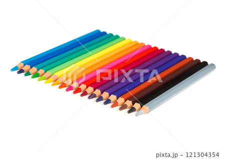set of multi-colored pencils on a white background 121304354