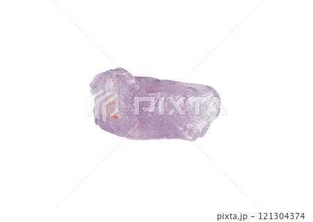 Amethyst mineral stone macro on white background 121304374