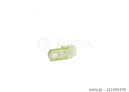 green tourmaline mineral stone macro on white background 121304376