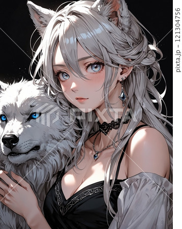 狼ヘアの美少女 121304756