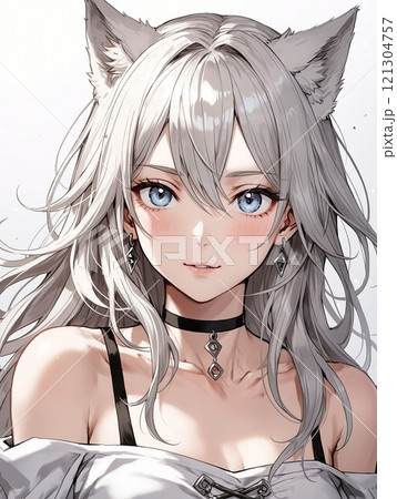 狼ヘアの美少女 121304757