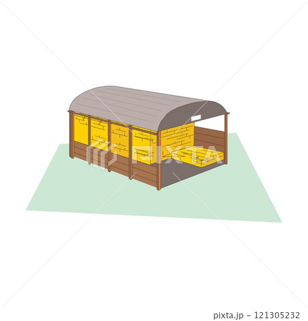 Dutch farm barnyard along canal with windmill grazing cows sheep chicken laying house growing vegetables vector 121305232