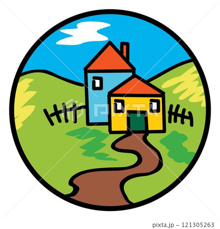isometric farm with mills barn and silo hay fence and street lamp isolated illustration isometric farm with mills barn and silo hay fence and street lamp isolated illustration 121305263