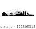 isometric farm with mills barn and silo hay fence and street lamp isolated illustration 121305318