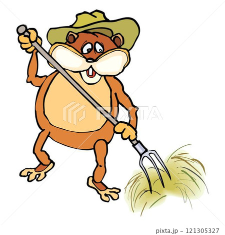 Cute little Chipmunk farmer vector design illustration 121305327