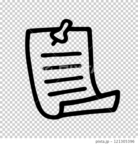 Doodle Post Note icon, paper piece with a pin Doodle Post Note icon, paper piece with a pin 121305396