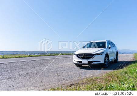 白いSUVタイプの乗用車 121305520