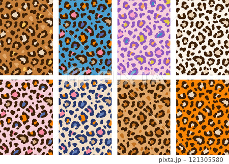 Leopard, Cheetah, wild animals print, seamless pattern design. Leopards skin pattern textile vector 121305580