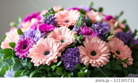 pink and purple flowers 121305711