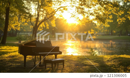 Concert of morning scenery on the piano in the spring park Concert of morning scenery on the piano in the spring park 121306005