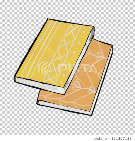 Hand-drawn cartoon, handmade cute yellow book Hand-drawn cartoon, handmade cute yellow book 121307138