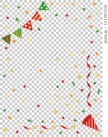 クリスマスカラーのクラッカーとガーランドと紙吹雪　縦型バージョン 121307210