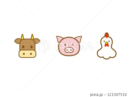 牛肉・豚肉・鶏肉　イラスト 121307510
