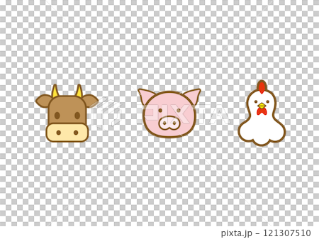 牛肉・豚肉・鶏肉　イラスト 121307510