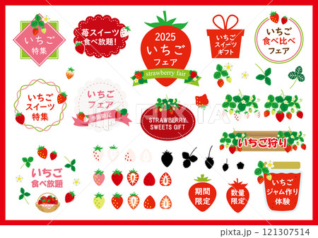 いちごデザイン　素材セット 121307514