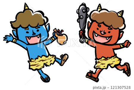 節分の赤鬼と青鬼 節分の赤鬼と青鬼 121307528