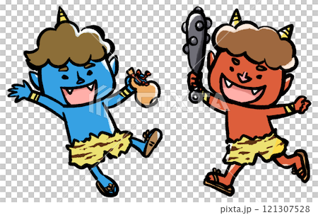 節分の赤鬼と青鬼 節分の赤鬼と青鬼 121307528