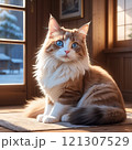 お座りしてカメラ目線の猫 121307529
