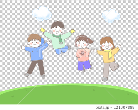 孩子們在地上跳躍 孩子們在地上跳躍 121307889