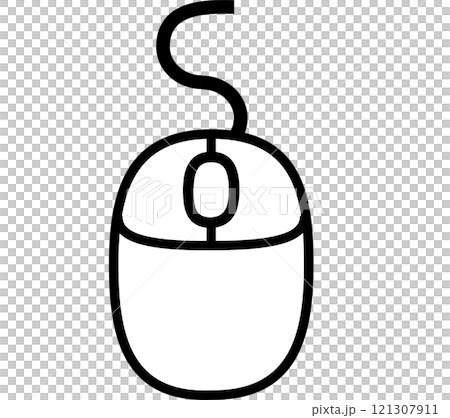 有線のシンプルマウスのアイコンイラスト 有線のシンプルマウスのアイコンイラスト 121307911