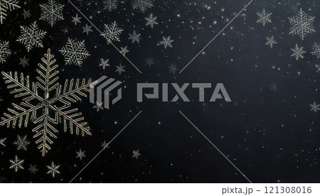 《AI画像》黒い背景の雪の結晶 121308016