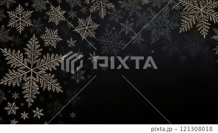 《AI画像》黒い背景の雪の結晶 121308018