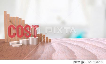 The Red cost text and gold coins for business concept 3d rendering. The Red cost text and gold coins for business concept 3d rendering. 121308792