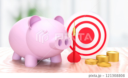 The piggy bank and dart for saving or earn concept 3d rendering. 121308808