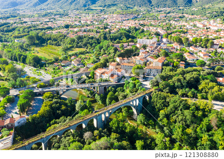 Panoramic view from above on the city Ceret 121308880