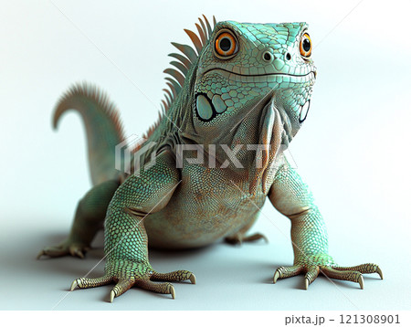 リアルなイグアナの迫力ある3Dイラスト リアルなイグアナの迫力ある3Dイラスト 121308901