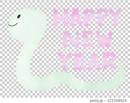新年賀卡/可愛的蛇插畫和新年快樂 新年賀卡/可愛的蛇插畫和新年快樂 121308924